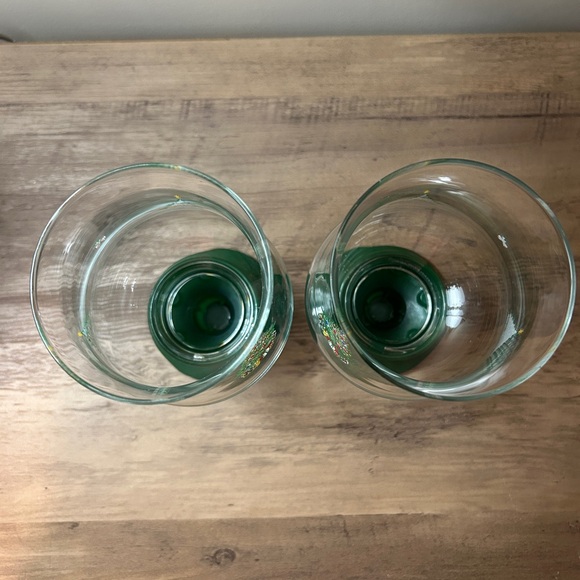 Set of Two Vintage Avon Christmas Traditions Glassware Hurricane Candle Lamps - Picture 3 of 6